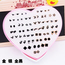 AOMU Multicolor Cryatal 36 Pairs Cartoon Hypoallergenic Plastic Stud Earrings Set For Women Girl Wedding Christmas Gifts Jewelry