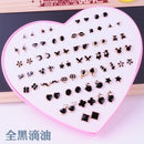 AOMU Multicolor Cryatal 36 Pairs Cartoon Hypoallergenic Plastic Stud Earrings Set For Women Girl Wedding Christmas Gifts Jewelry