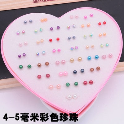 AOMU Multicolor Cryatal 36 Pairs Cartoon Hypoallergenic Plastic Stud Earrings Set For Women Girl Wedding Christmas Gifts Jewelry