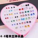 AOMU Multicolor Cryatal 36 Pairs Cartoon Hypoallergenic Plastic Stud Earrings Set For Women Girl Wedding Christmas Gifts Jewelry