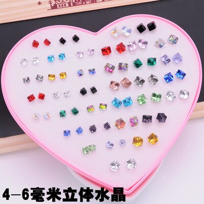 AOMU Multicolor Cryatal 36 Pairs Cartoon Hypoallergenic Plastic Stud Earrings Set For Women Girl Wedding Christmas Gifts Jewelry
