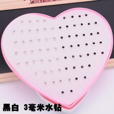 AOMU Multicolor Cryatal 36 Pairs Cartoon Hypoallergenic Plastic Stud Earrings Set For Women Girl Wedding Christmas Gifts Jewelry