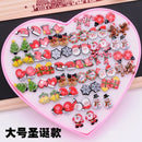AOMU Multicolor Cryatal 36 Pairs Cartoon Hypoallergenic Plastic Stud Earrings Set For Women Girl Wedding Christmas Gifts Jewelry