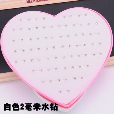 AOMU Multicolor Cryatal 36 Pairs Cartoon Hypoallergenic Plastic Stud Earrings Set For Women Girl Wedding Christmas Gifts Jewelry