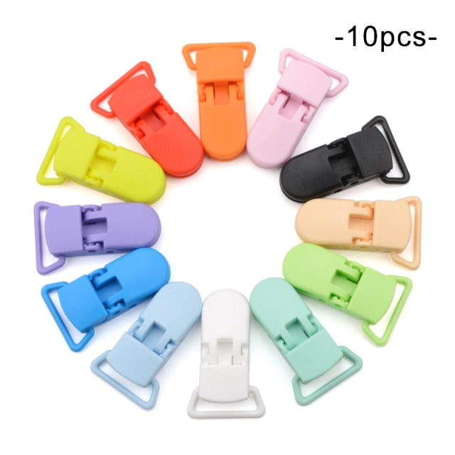 LOFCA 10pcs Baby Pacifier Clips Solid Plastic Pacifier Clips Soother Holder Infant Pacifier Nipples Holder Multi Color Clamp Toy
