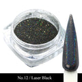Laser Black Holographic Glitter Nail Art Pigment Powder