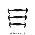 12pcs/lot Black Round Creative No Tie Shoelaces Elastic Silicone Shoe Lace N026