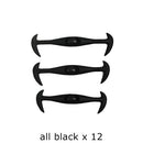 12pcs/lot Black Round Creative No Tie Shoelaces Elastic Silicone Shoe Lace N026