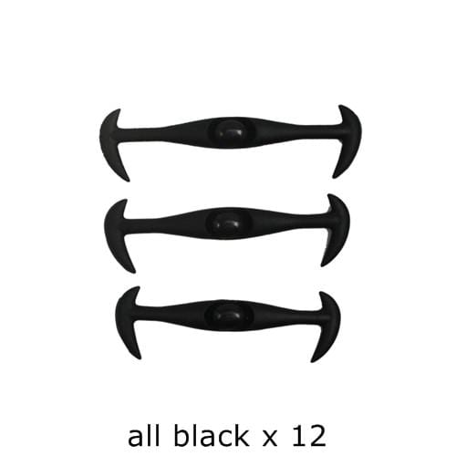 12pcs/lot Black Round Creative No Tie Shoelaces Elastic Silicone Shoe Lace N026