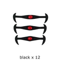 12pcs/lot Black Round Creative No Tie Shoelaces Elastic Silicone Shoe Lace N026
