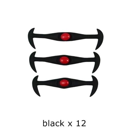 12pcs/lot Black Round Creative No Tie Shoelaces Elastic Silicone Shoe Lace N026