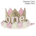 WEIGAO 1pcs 1 2 3 Birthday Caps Flower Crown 1st Birthday Hat Newborn Baby Birthday Headband 1 Year Birthday Party Decorations