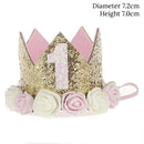 WEIGAO 1pcs 1 2 3 Birthday Caps Flower Crown 1st Birthday Hat Newborn Baby Birthday Headband 1 Year Birthday Party Decorations