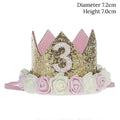WEIGAO 1pcs 1 2 3 Birthday Caps Flower Crown 1st Birthday Hat Newborn Baby Birthday Headband 1 Year Birthday Party Decorations