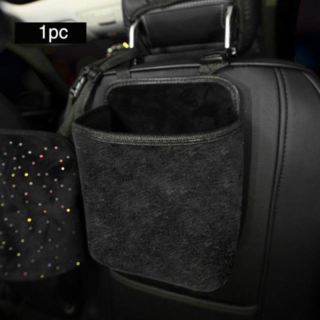 Luxury Diamond Rhinestone Car Storage Bag Organizer Seat Back Holder Multi-Pockets Car Backseat Stowing Tidying for Women