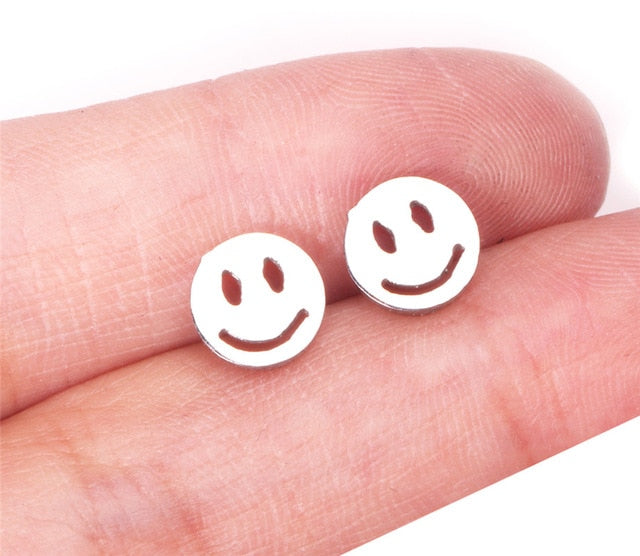 ASONSTEEL Girl Earrings Star/Love Letter/Smile/Snowflake/Owl/Flower/Round Stainless Steel Stud Earring for Women Daily Wear