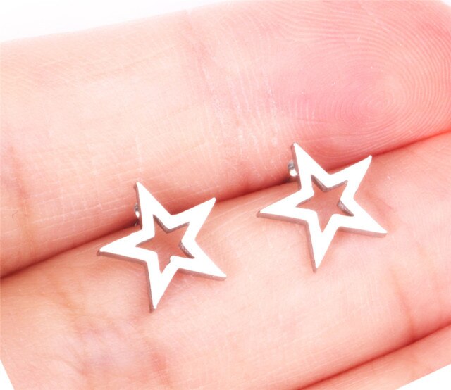 ASONSTEEL Girl Earrings Star/Love Letter/Smile/Snowflake/Owl/Flower/Round Stainless Steel Stud Earring for Women Daily Wear