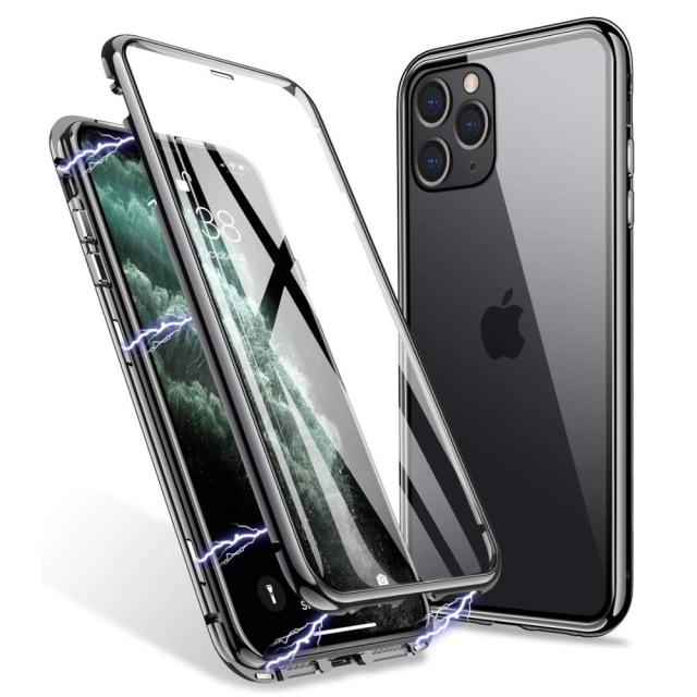 Magnetic Adsorption Case for iPhone 11 Pro Max XS Max XR X Double Sided Tempered Glass Metal Cover for iPhone 12 7 8 Plus Case