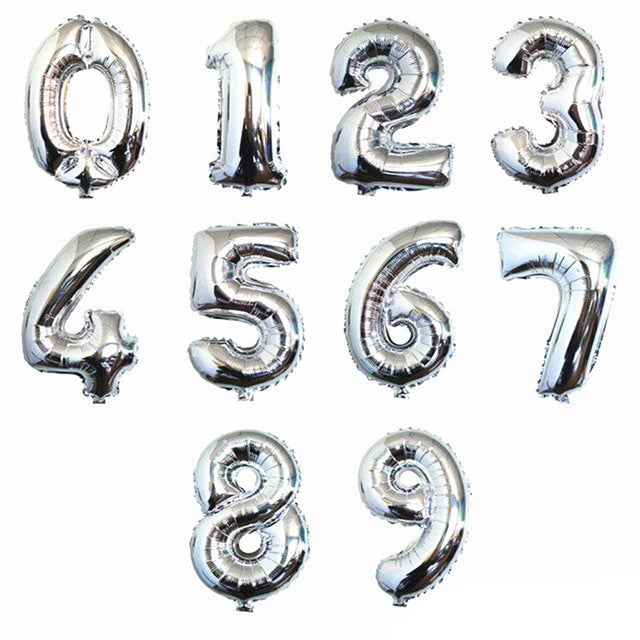 16/32inch Number Aluminum Foil Balloons Rose Gold Silver Digit Figure Balloon Child Adult Birthday Wedding Decor Party Supplies