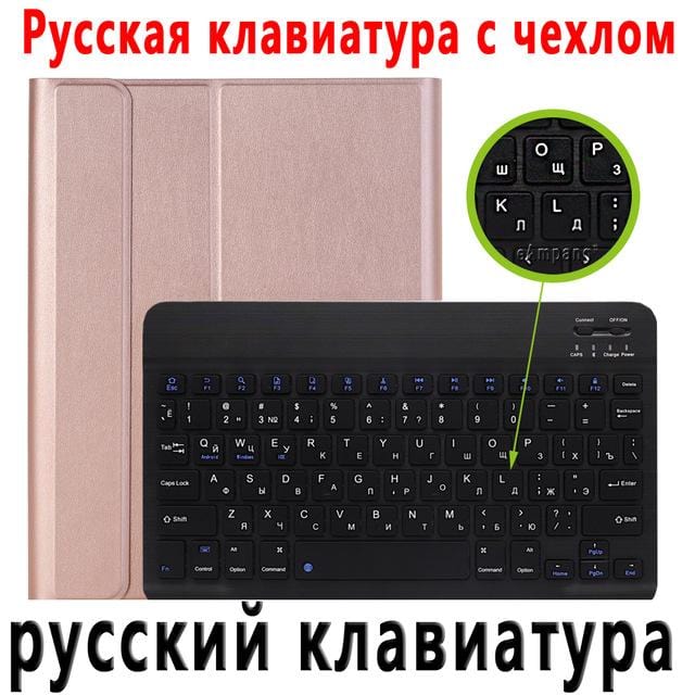 Case for iPad 10.2 Keyboard Case with Pencil Holder for Apple iPad 7 7th Generation A2197 A2198 Russian Spanish English Keyboard