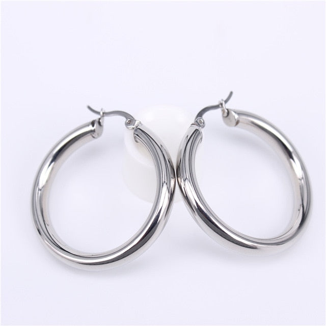 MGUB Gold color circle creole earrings, Stainless Steel Big  Round wives Hoop Earrings gifts for women LHEH78