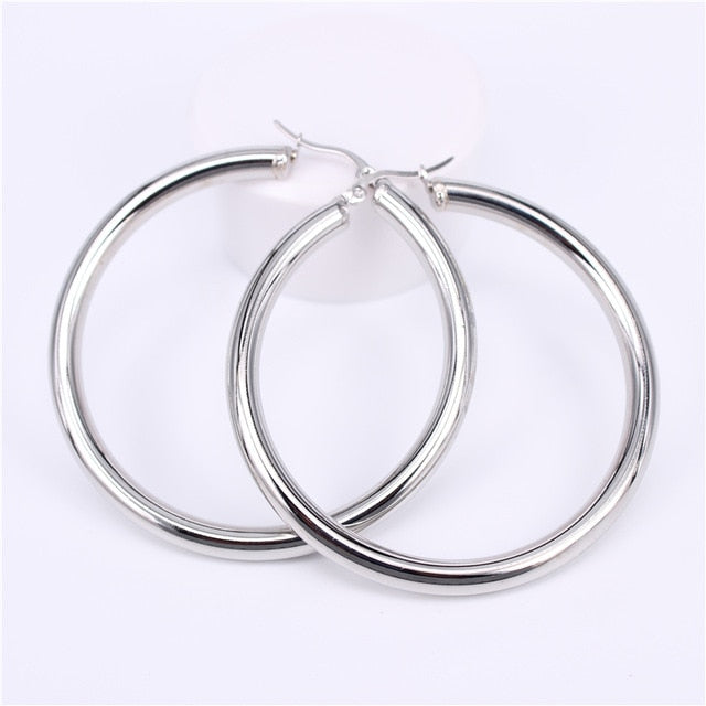 MGUB Gold color circle creole earrings, Stainless Steel Big  Round wives Hoop Earrings gifts for women LHEH78