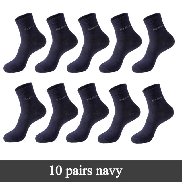 10 Pairs / Lot Bamboo Fiber Socks Men Casual Business Anti-Bacterial Breatheable Men's Crew Socks High Quality Guarantee Sock