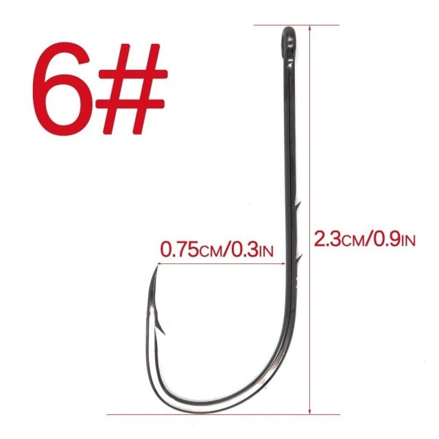 50pcs/lot Long Shank Fishing Hook 1#-6/0# High Carbon Steel Sharp Barbed Offset Narrow Bait Hook