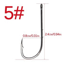 50pcs/lot Long Shank Fishing Hook 1#-6/0# High Carbon Steel Sharp Barbed Offset Narrow Bait Hook