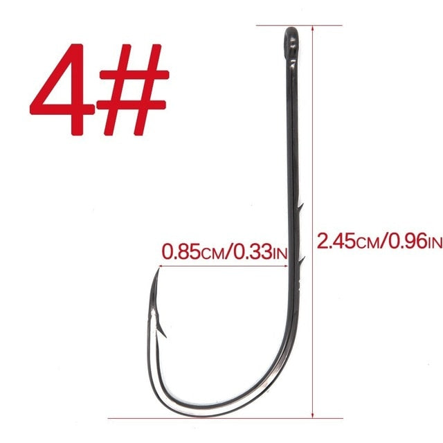 50pcs/lot Long Shank Fishing Hook 1#-6/0# High Carbon Steel Sharp Barbed Offset Narrow Bait Hook