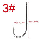 50pcs/lot Long Shank Fishing Hook 1#-6/0# High Carbon Steel Sharp Barbed Offset Narrow Bait Hook