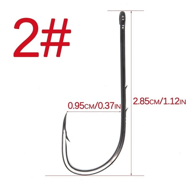 50pcs/lot Long Shank Fishing Hook 1#-6/0# High Carbon Steel Sharp Barbed Offset Narrow Bait Hook