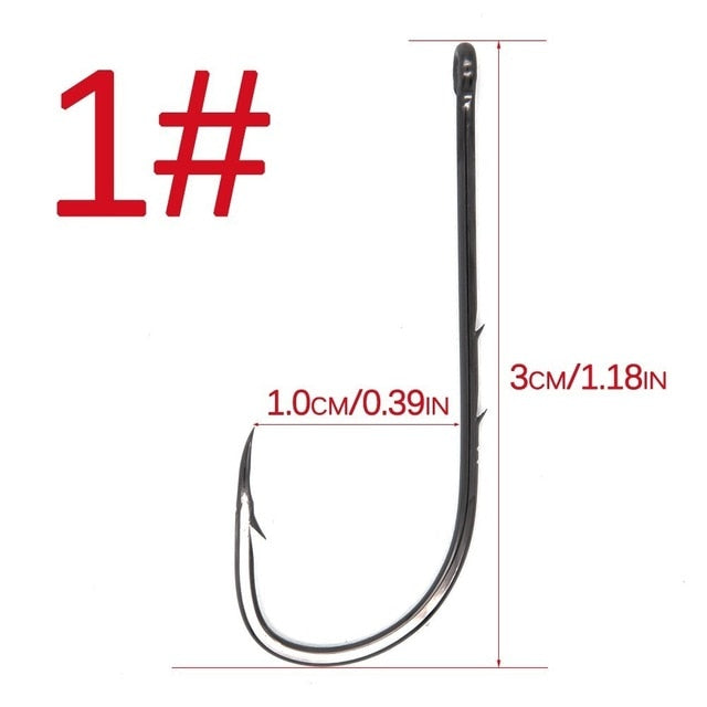 50pcs/lot Long Shank Fishing Hook 1#-6/0# High Carbon Steel Sharp Barbed Offset Narrow Bait Hook
