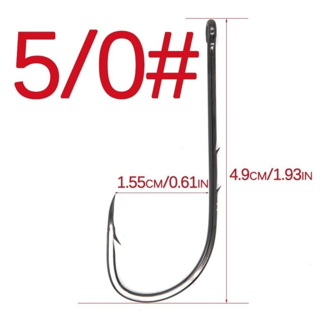 50pcs/lot Long Shank Fishing Hook 1#-6/0# High Carbon Steel Sharp Barbed Offset Narrow Bait Hook