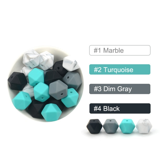 LOFCA10pcs 14mm Mini Hexagon silicone beads Baby Teether BPA Free DIY Necklace Pacifier Chain Baby Teething Care Infant