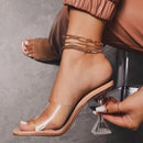 Fashion Summer Sandals PVC Crystal Open Toed High Heels Women Transparent Heel Sandals Slippers Pumps 10.5CM Big Size 41 42