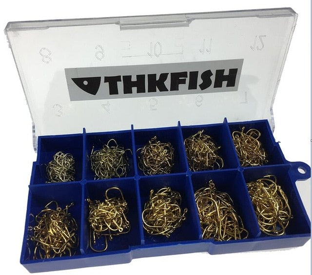 500 Pcs #3-#12 Silver Black Gold Freshwater Fishing Hooks Carp Fishhooks Barbed Hooks Kit Jigging Bait Carp Fishing Hook