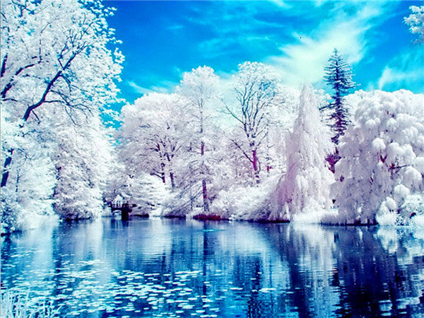 Huacan Full Square&Round Diamond Painting Landscape Spring 5D Diamond Embroidery Mosaic Cross Stitch Winter Home Decor Gift