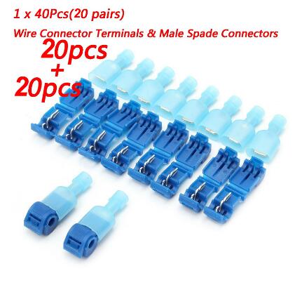 T-Tap Wire Connectors, Self-Stripping Quick Splice Electrical Wire Terminals, Insulated Male Quick Disconnect Spade Terminals