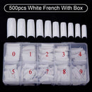 500pcs/Box Artificial Nail Tips Full Cover Nails Colored Nail Tips Acrylic Transparent Nail Capsules French Manicure False Nails