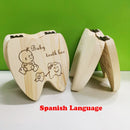 Baby Tooth Box Organizer Spanish English Portuguese Russian Milk Teeth Storage Collect Umbilical Lanugo Save Case Souvenir