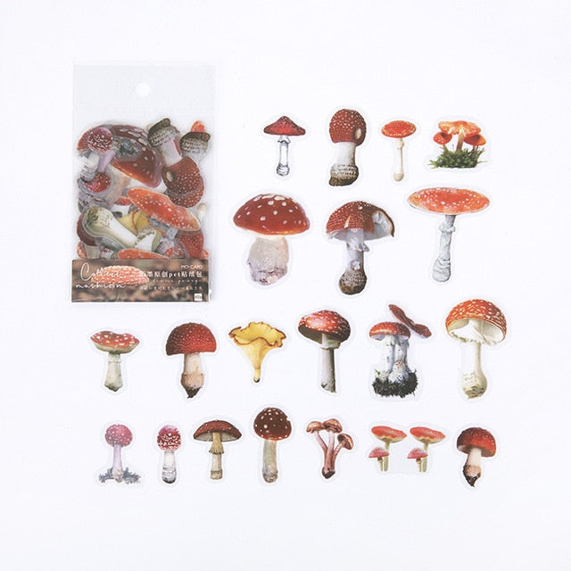 Mr.paper 40Pcs/bag Plant Flower Mushroom Ginkgo Pet Deco Diary Stickers Scrapbooking Planner Decorative Stationery Stickers