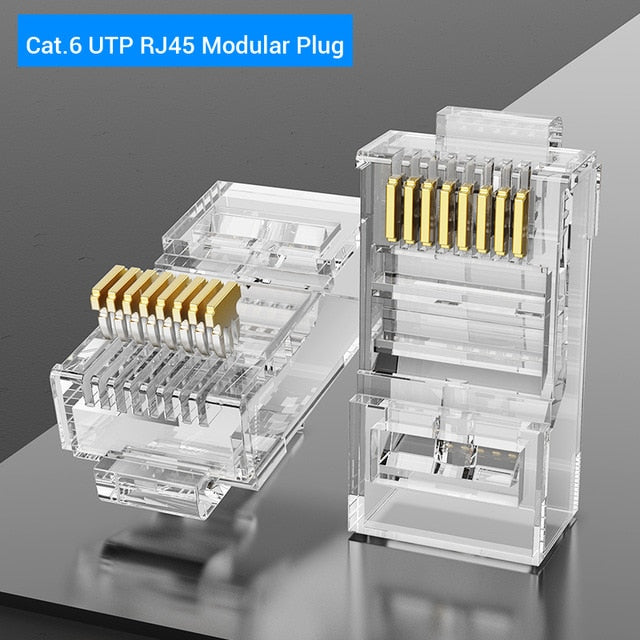 Vention Cat7 RJ45 Connector Cat7/6/5e STP 8P8C Modular Ethernet Cable Head Plug Gold-plated for Network RJ 45 Crimper Connectors