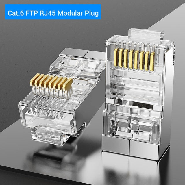 Vention Cat7 RJ45 Connector Cat7/6/5e STP 8P8C Modular Ethernet Cable Head Plug Gold-plated for Network RJ 45 Crimper Connectors