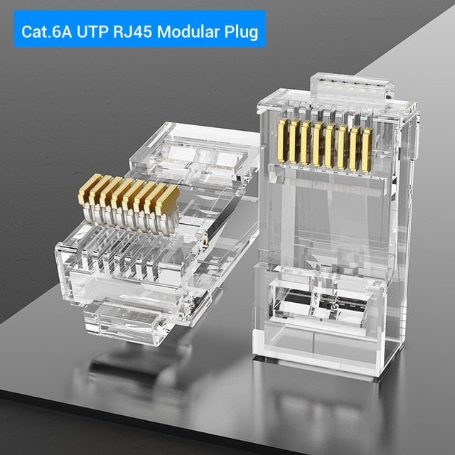 Vention Cat7 RJ45 Connector Cat7/6/5e STP 8P8C Modular Ethernet Cable Head Plug Gold-plated for Network RJ 45 Crimper Connectors