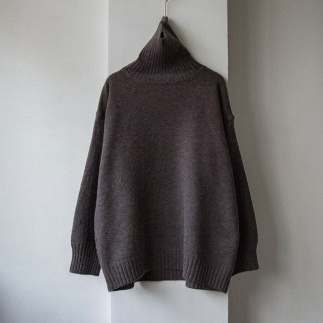 Werynica Women Autumn Winter cashmere turtleneck Sweater Korean style cozy Knitted warm female pullover oversized women sweater
