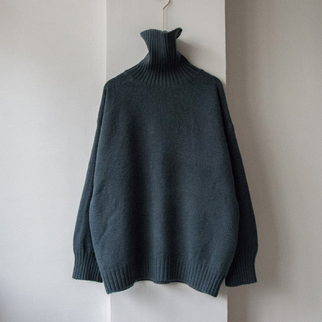 Werynica Women Autumn Winter cashmere turtleneck Sweater Korean style cozy Knitted warm female pullover oversized women sweater