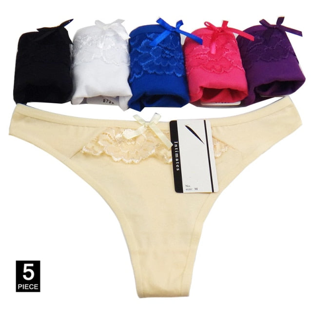 5 Pcs/set Sexy Thong for Women Girls Cotton G-Strings Ladies Panties Lip Print Kawaii Cute Dot Underwear Wholesale Free shipping