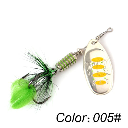 FTK 1pc Spinner Bait 7.5g 12g 17.5g Hard Spoon Bass Lures Metal Fishing Lure With Feather Treble Hooks For Pike Fishing