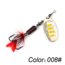 FTK 1pc Spinner Bait 7.5g 12g 17.5g Hard Spoon Bass Lures Metal Fishing Lure With Feather Treble Hooks For Pike Fishing